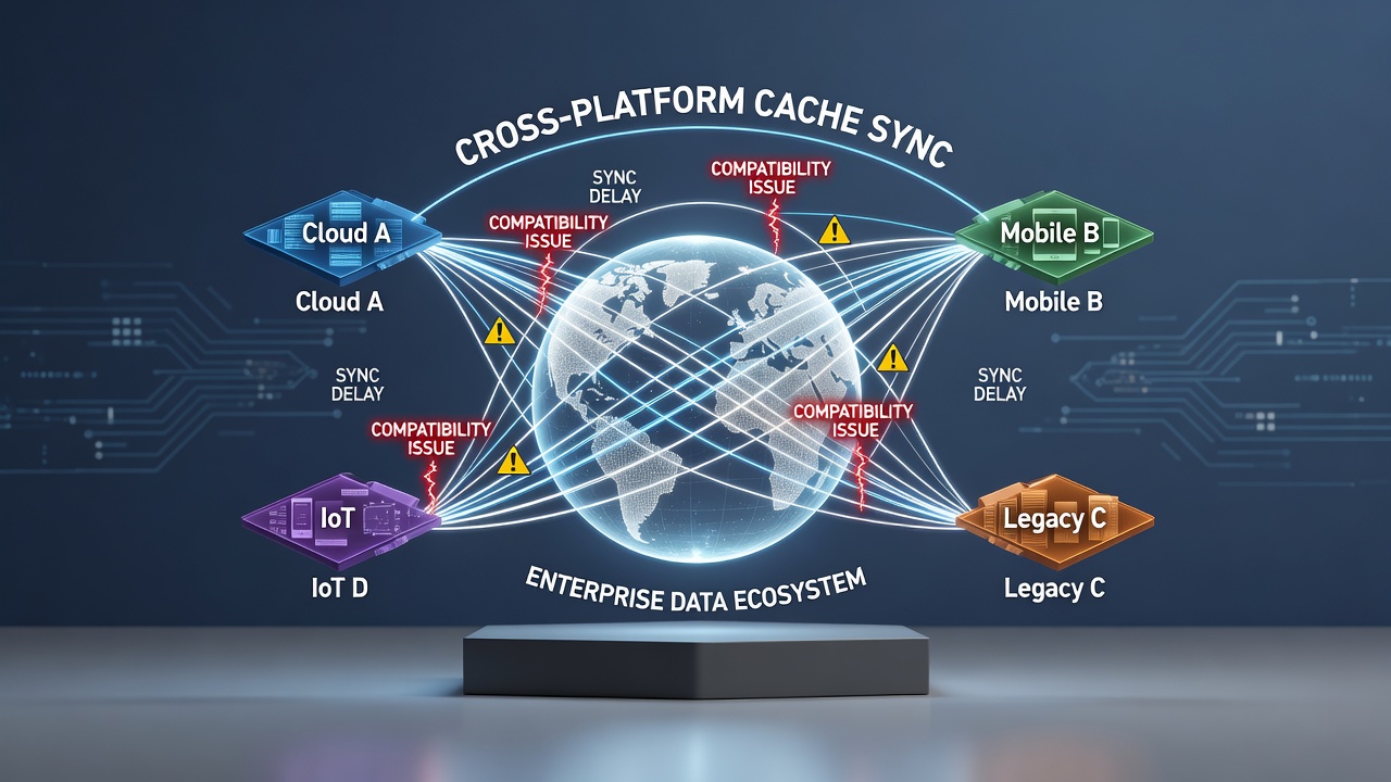 Illustration of enterprise data layer synchronization with compatibility layers highlighted